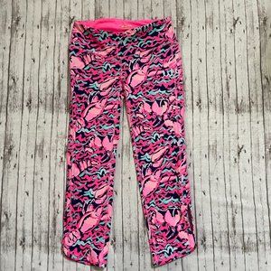 Lilly Pulitzer Luxletic Crop Leggings Sz XS Lobstah Roll Resort Blue Pink Navy